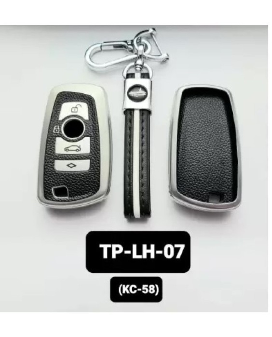 Key Care Leathet TPU Key Cover with Key Chain KC 58 | Black Silver TPU L TP LH 07